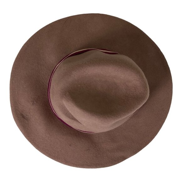 Nordstrom 100% Wool Felt Fedora Hat Rose Pink Adjustable Ribbon Felted Wide Brim - Picture 6 of 8